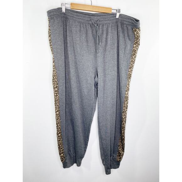 Splendid Grey Animal Print Drawstring Jogger Sweatpants Women's Plus Size 3X - Picture 1 of 9